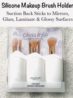 5/$15💥 Silicone 3-Pocket Makeup Brush Holder Organizer Suction Back